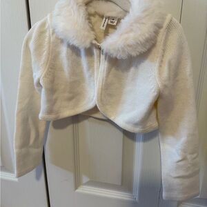 Janie and Jack Ivory Sweater with Faux Fur Collar